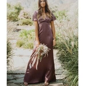 Show Me Your Mumu Dress NWT Bridesmaid Rome Twist Gown Dusty Plum Luxe Satin XXS
